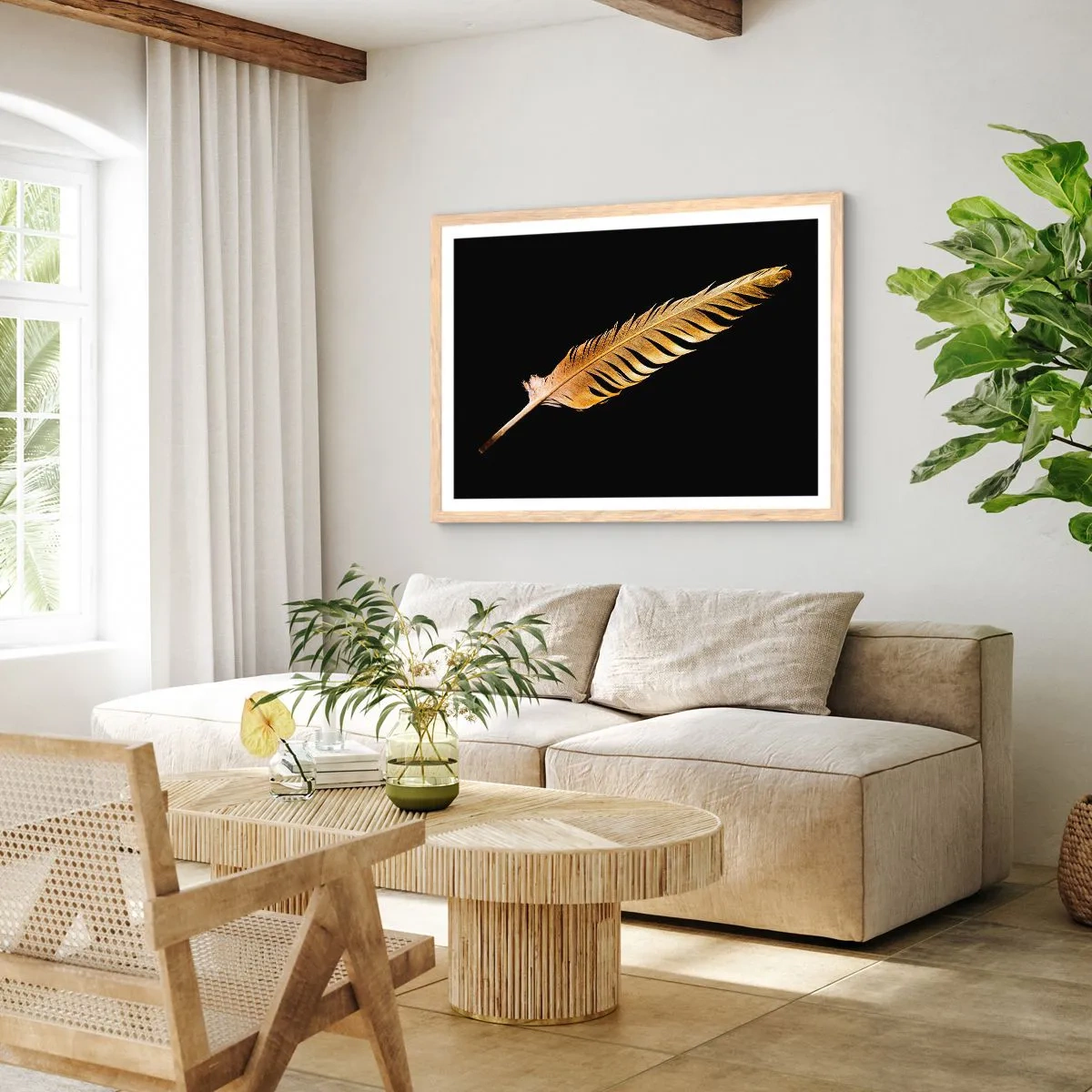 Poster in cornice rovere chiaro - Non una piuma qualsiasi.... - 50x40 cm