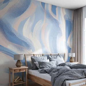Fotomurali Premium Canvas - Ondulazioni azzurre - Pastello, Minimalismo, Pezzo - 400x280 cm