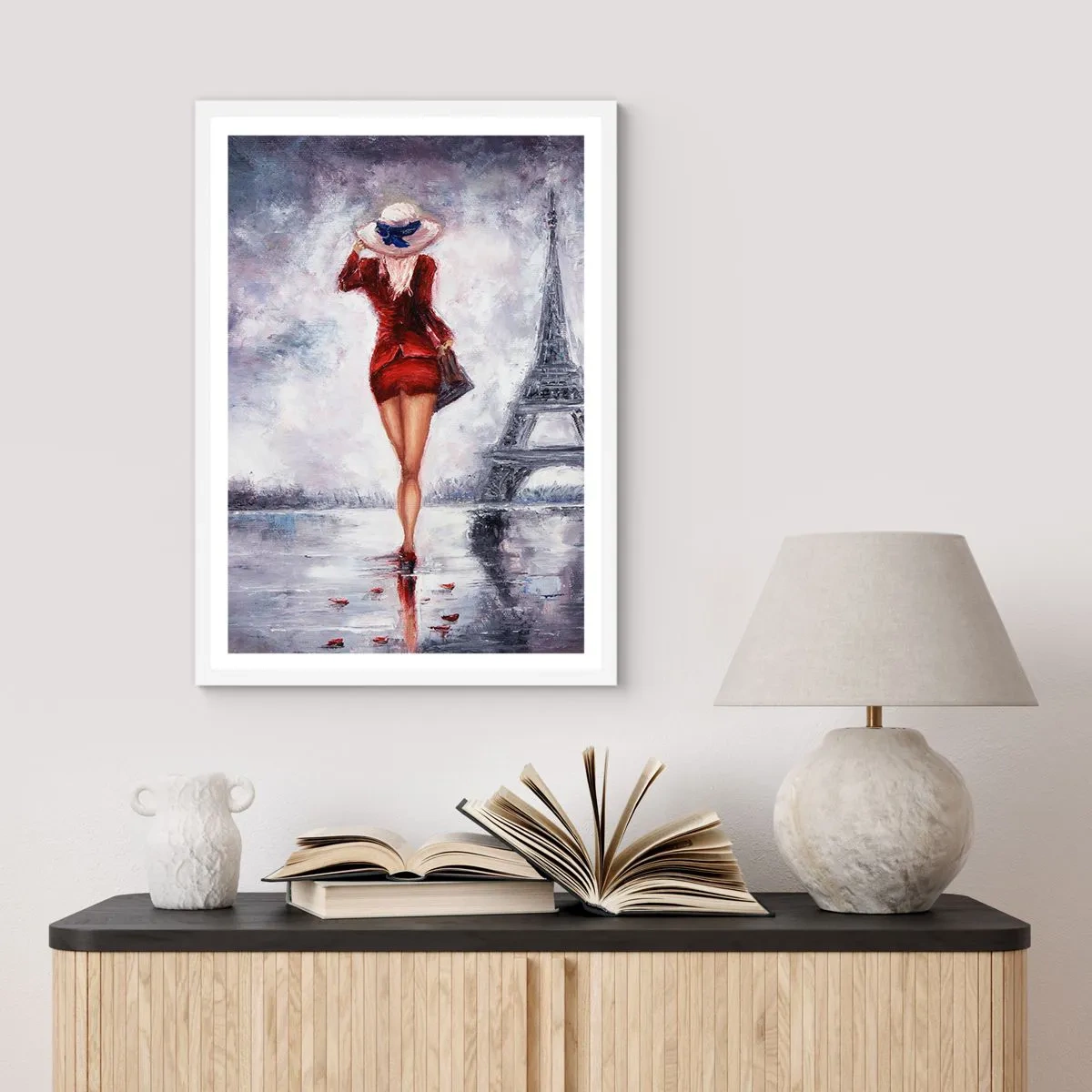 Poster in cornice bianca - Simboli di Parigi - 30x40 cm
