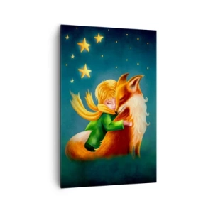 Quadro su tela - Stampe su Tela - Un ragazzo con una volpe in un ambiente magico con le stelle - 80x120cm - Il piccolo principe - Decorazione murale moderna per soggiorno e camera da letto ARTTOR