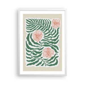 Poster in cornice bianca - Fioritura nel verde - 50x70 cm