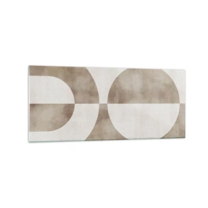 Quadro su vetro - Un dipinto astratto nei toni del beige con forme geometriche e simmetria. - 120x50cm - Analogie e differenze - Decorazione murale moderna per soggiorno e camera da letto ARTTOR