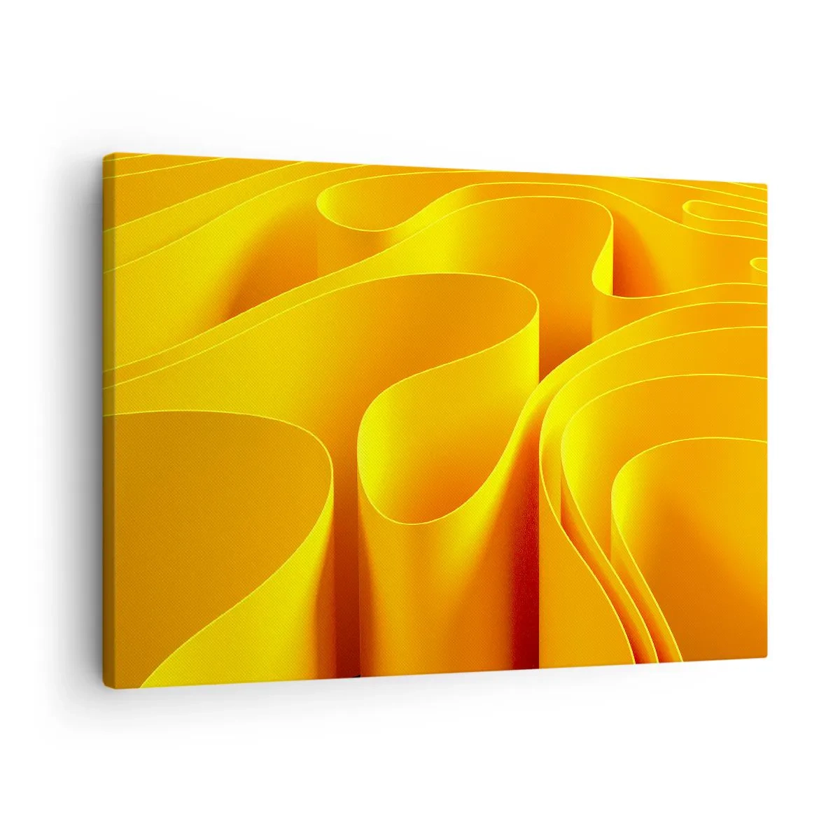 Quadro su tela - Stampe su Tela - Onde astratte gialle che ricordano i raggi del sole - 70x50cm - Come onde di sole - Decorazione murale moderna per soggiorno e camera da letto ARTTOR