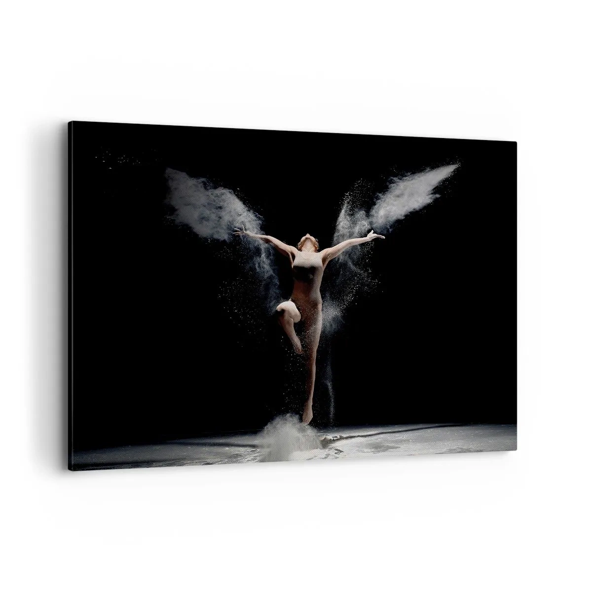 Quadro su tela - Stampe su Tela - Una ballerina in movimento con un sorprendente effetto polvere su uno sfondo nero - 100x70cm - Gli elfi esistono - Decorazione murale moderna per soggiorno e camera da letto ARTTOR