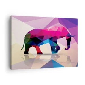 Quadro su tela - Stampe su Tela - Silhouette geometrica di un elefante in colori vivaci - 70x50cm - Il dinosauro di cristallo - Decorazione murale moderna per soggiorno e camera da letto ARTTOR