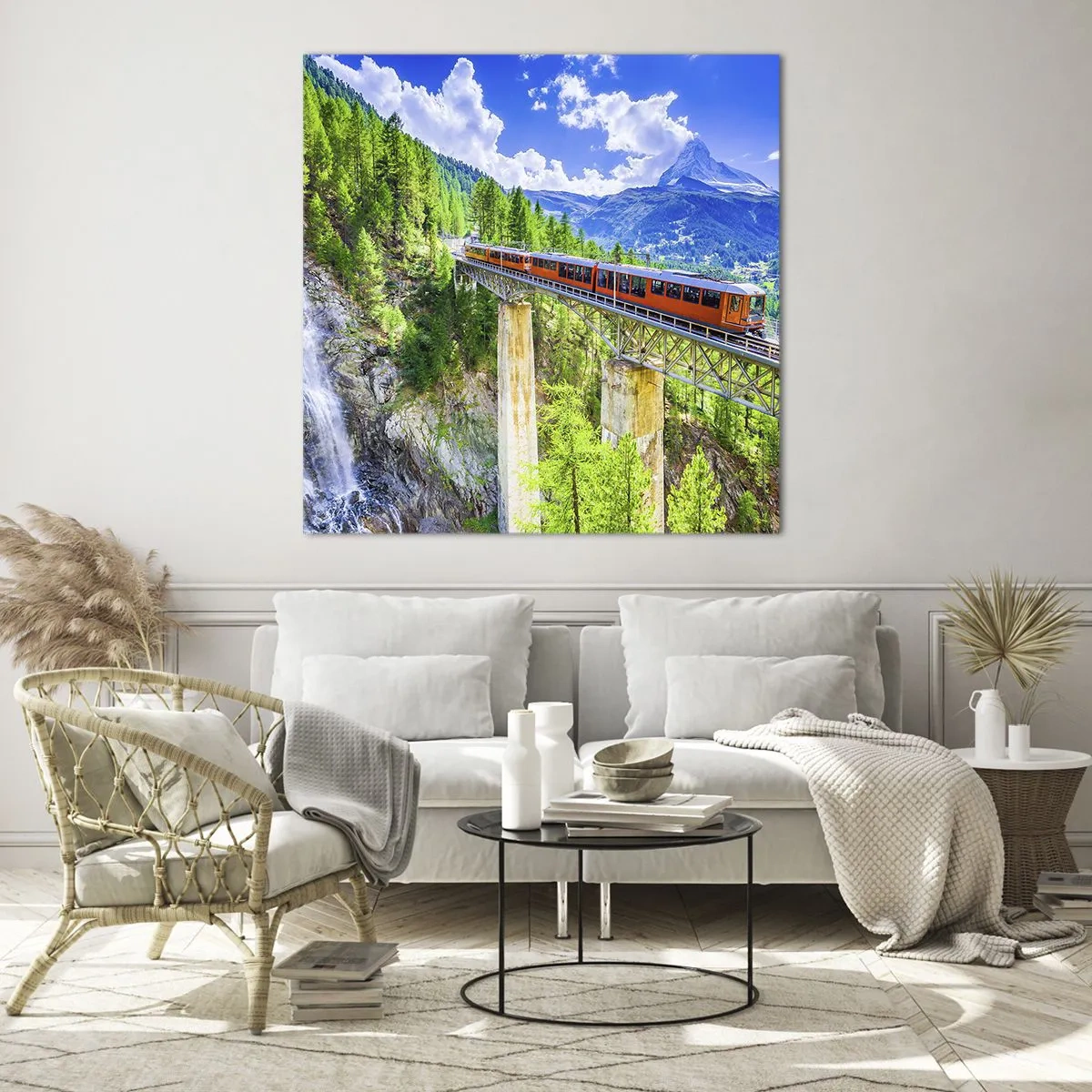 Quadro su vetro - Ferrovia alpina - 50x50 cm