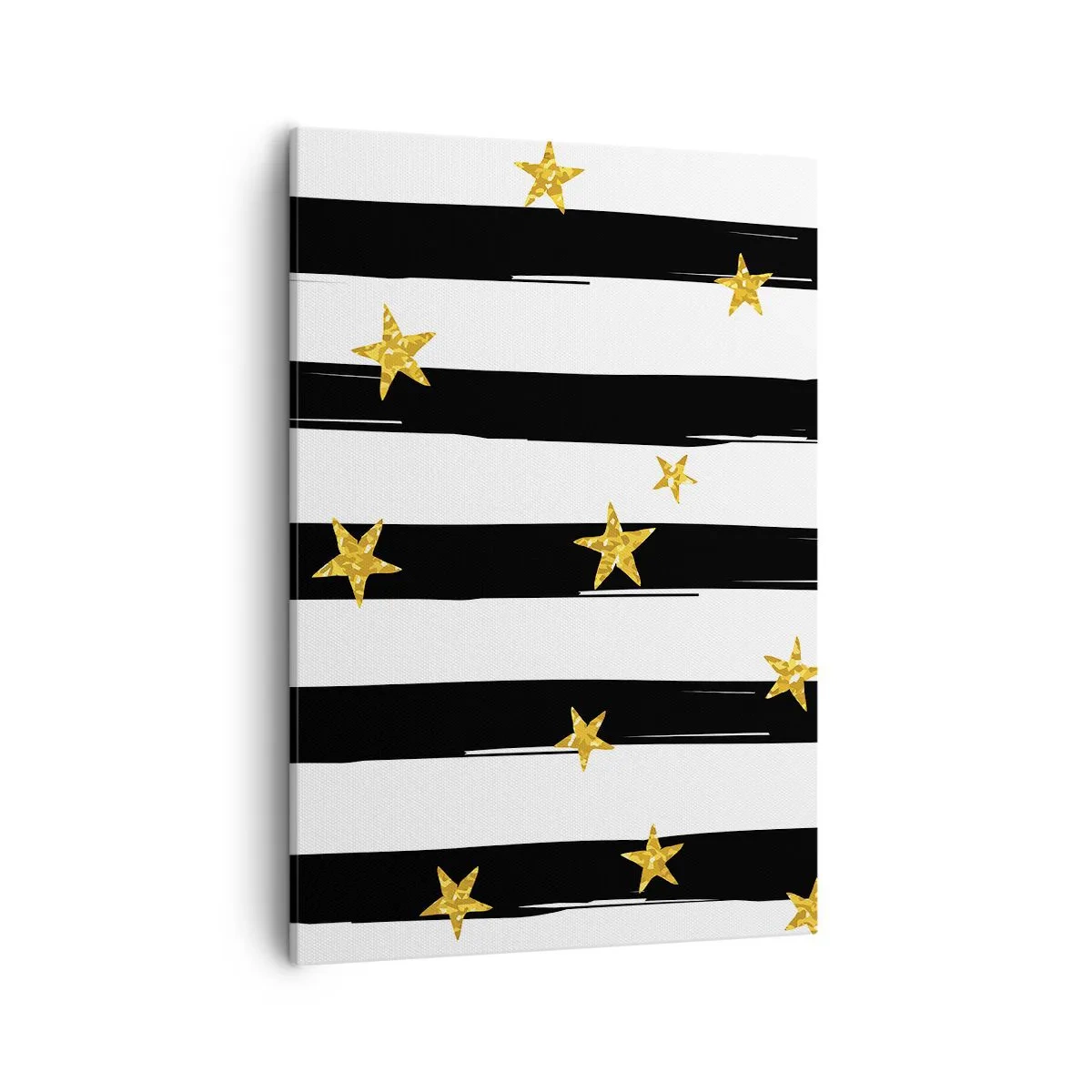 Quadro su tela - Stampe su Tela - Strisce bianche e nere con stelle dorate - 50x70cm - Siamo tutti nati sotto una buona stella - Decorazione murale moderna per soggiorno e camera da letto ARTTOR