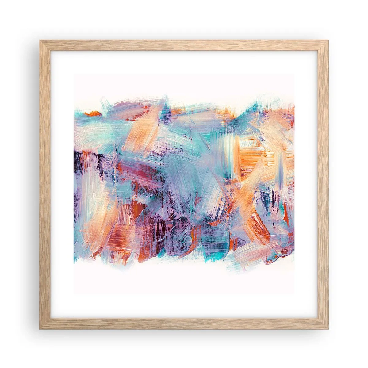 Poster in cornice rovere chiaro - Caos colorato - 40x40 cm