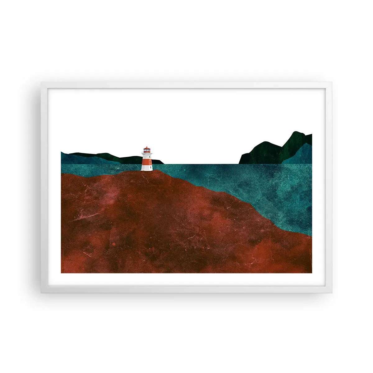 Poster in cornice bianca - Contemplando il mare - 70x50 cm