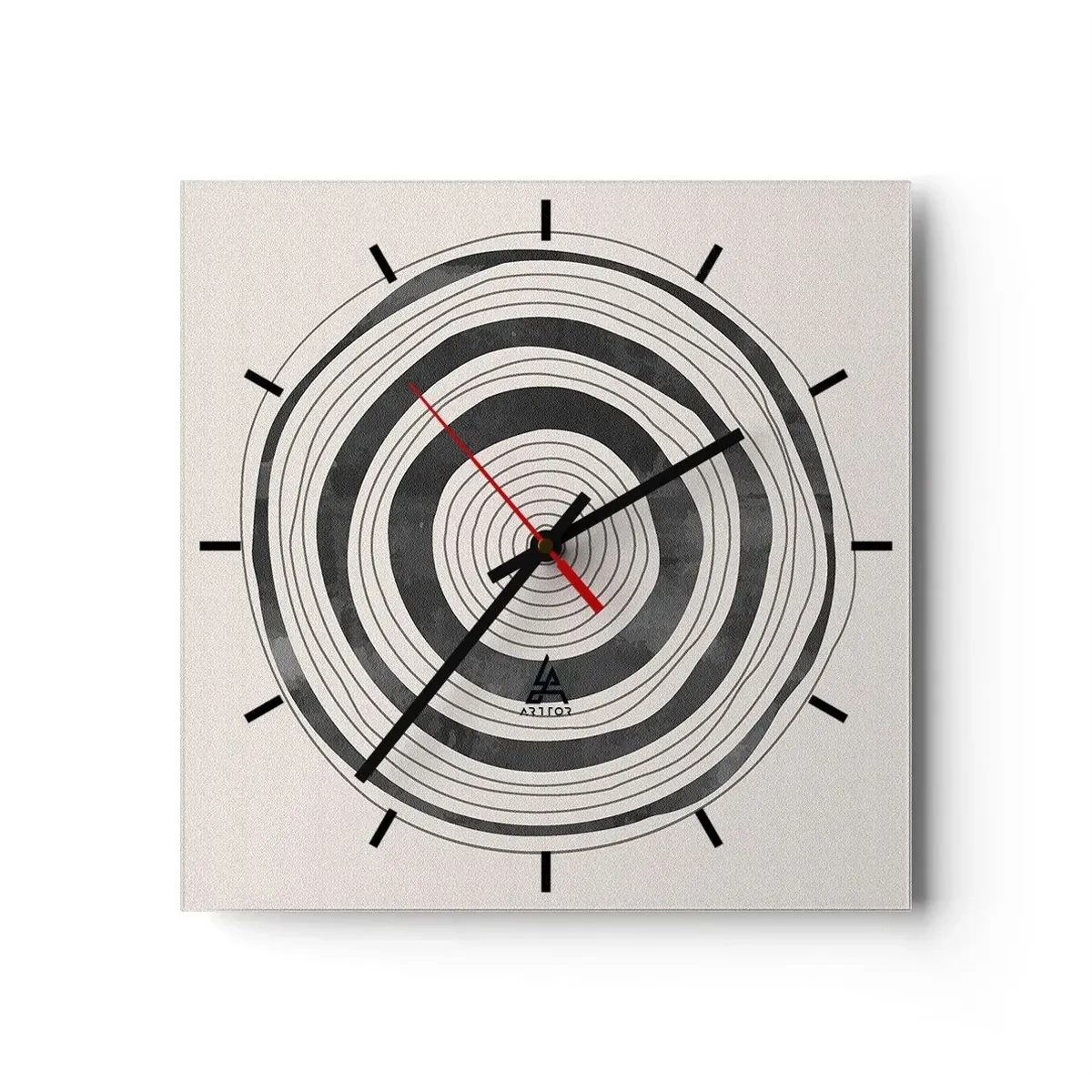 Orologio da parete - Orologio in Vetro - Cerchi minimalisti in bianco e nero su uno sfondo chiaro - 30x30cm - Conta ciò che sta in mezzo - Decorazione murale moderna per soggiorno e camera da letto ARTTOR