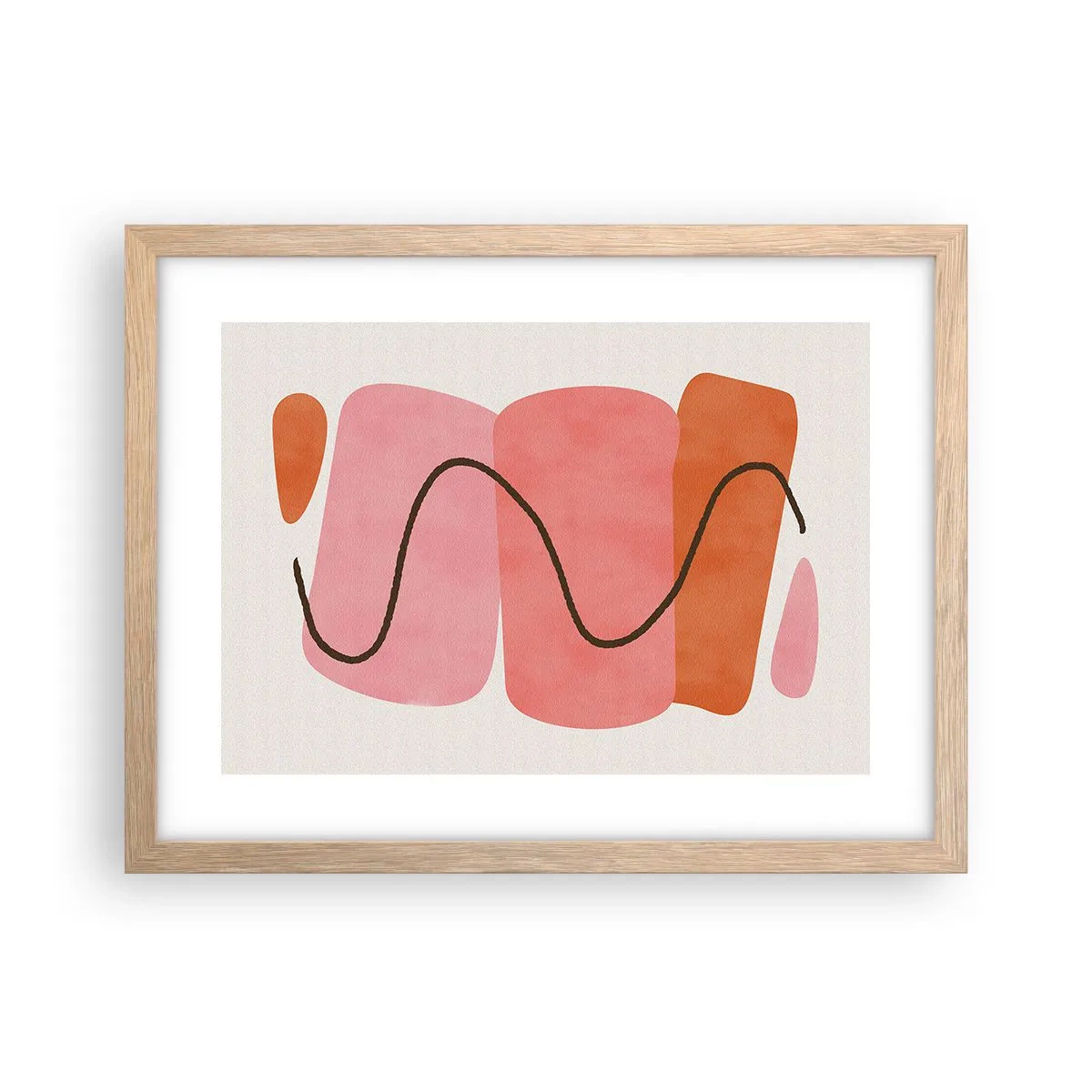 Poster in cornice rovere chiaro - Il delicato movimento delle forme - 40x30 cm