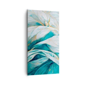 Quadro su tela - Stampe su Tela - Astrazione blu con motivi d'oro - 65x120 cm