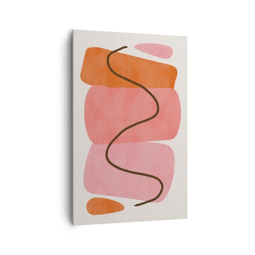 Quadro su tela - Stampe su Tela - Forme astratte nelle tonalità del rosa e dell'arancione - 80x120cm - Il delicato movimento delle forme - Decorazione murale moderna per soggiorno e camera da letto ARTTOR