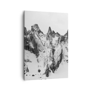 Quadro su tela - Stampe su Tela - Cime innevate bianche e nere - 50x70cm - Cresta minacciosa di granito - Decorazione murale moderna per soggiorno e camera da letto ARTTOR