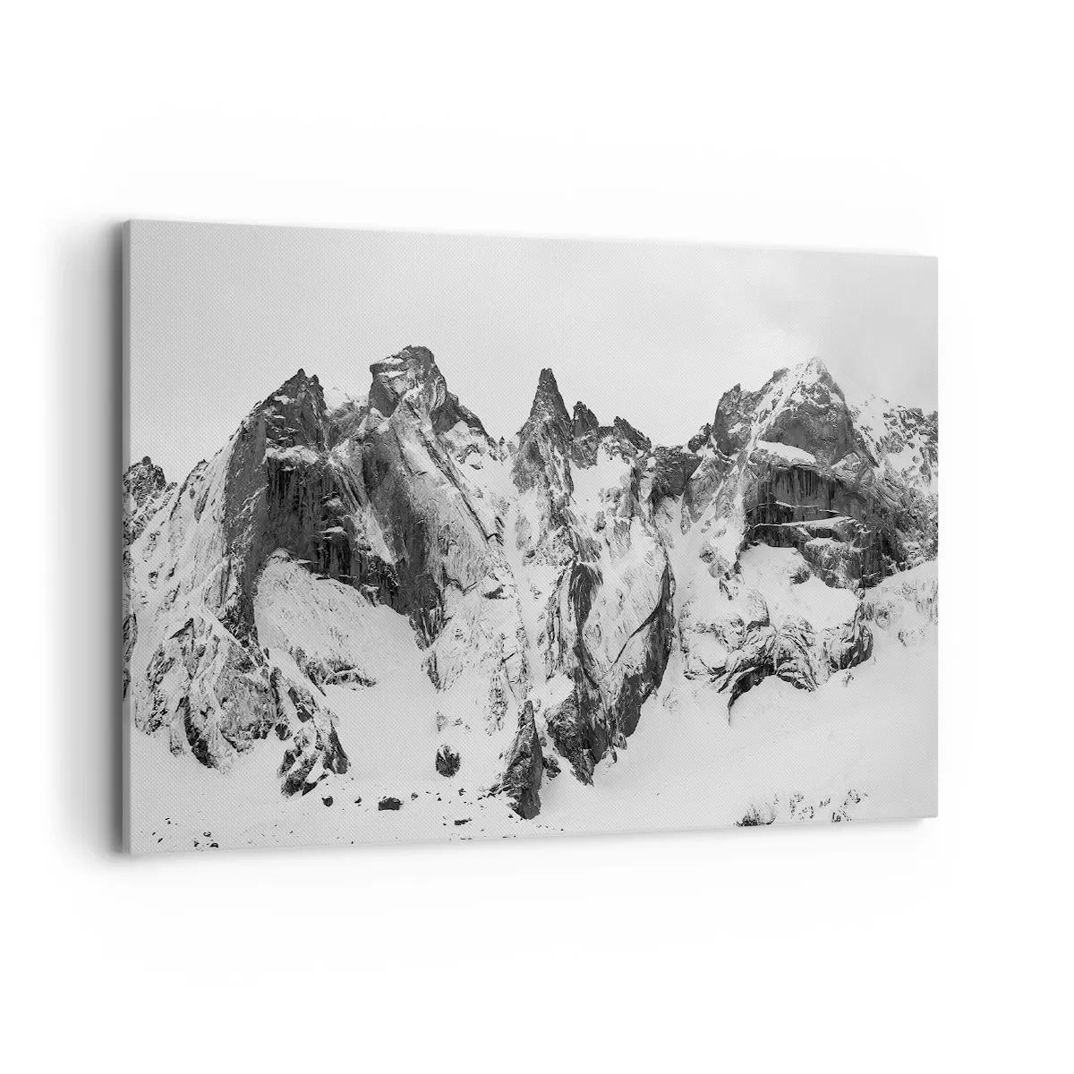 Quadro su tela - Stampe su Tela - Cime innevate bianche e nere - 100x70cm - Cresta minacciosa di granito - Decorazione murale moderna per soggiorno e camera da letto ARTTOR