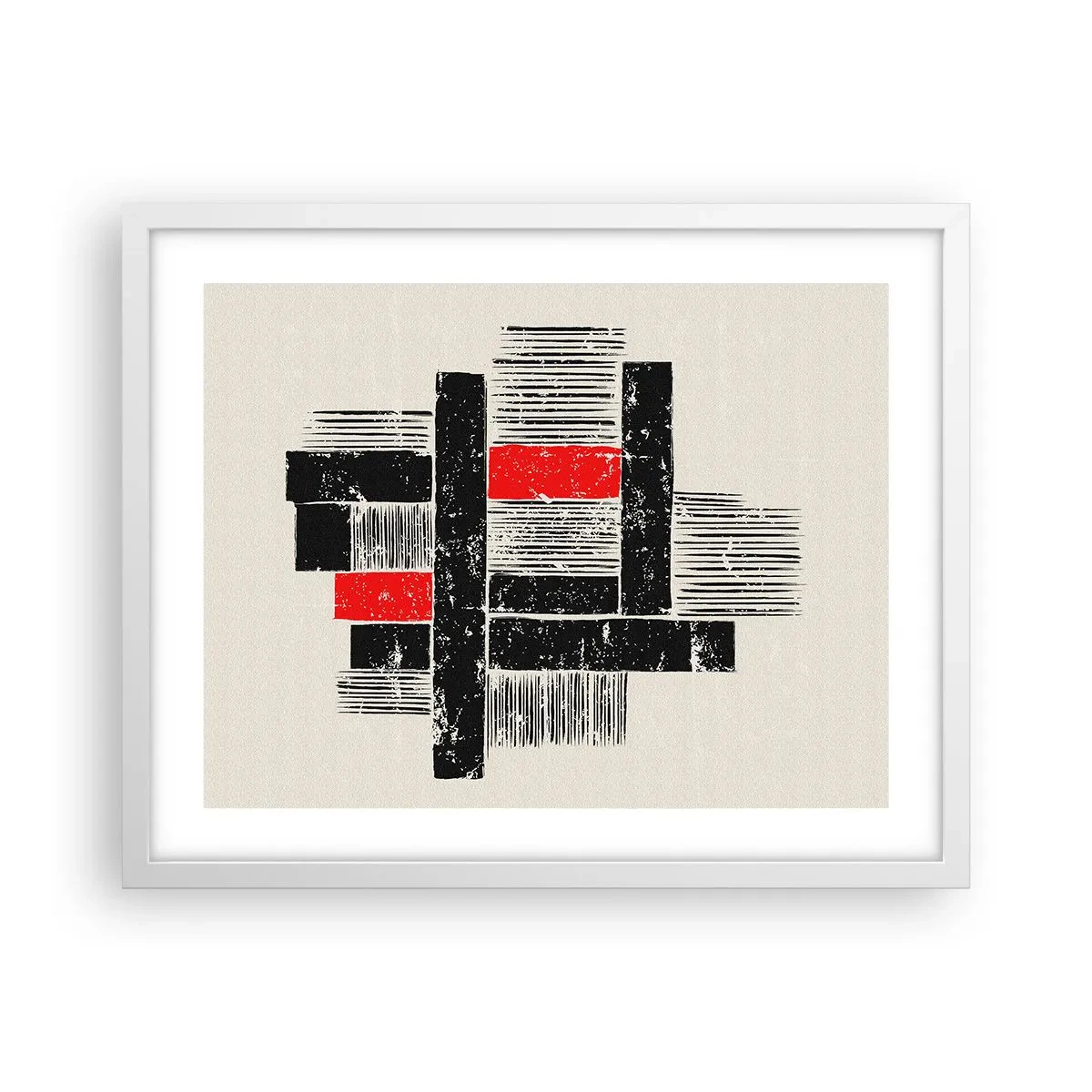 Poster in cornice bianca - Rosso e nero - 50x40 cm
