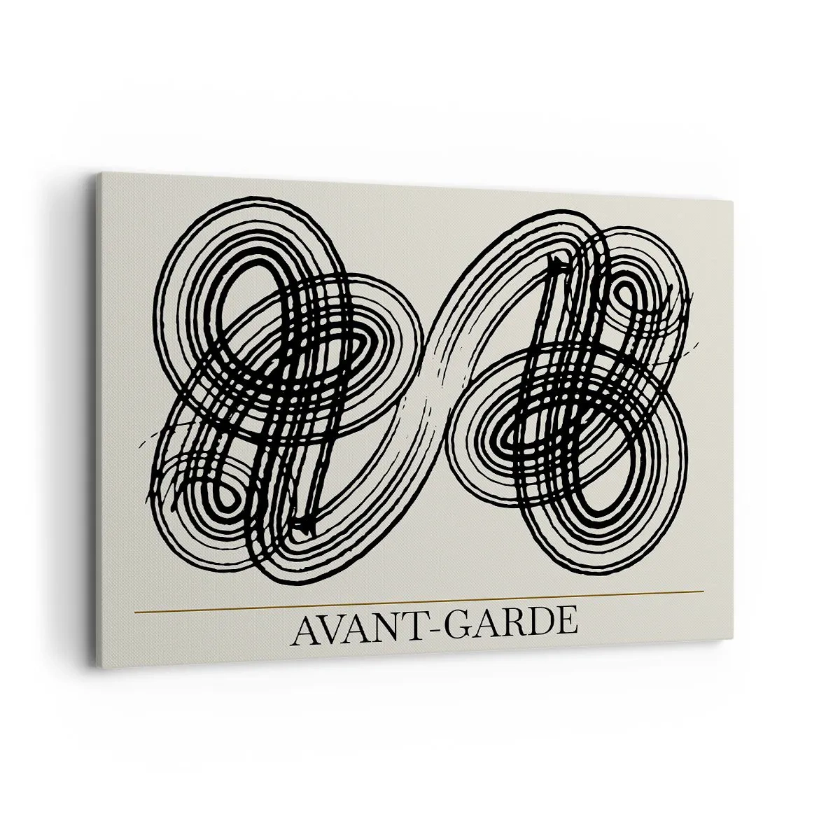 Quadro su tela - Stampe su Tela - Linee nere astratte su sfondo chiaro in stile avanguardista. - 100x70cm - In tutta spontaneità - Decorazione murale moderna per soggiorno e camera da letto ARTTOR