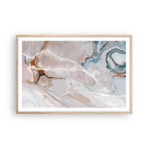 Poster in cornice rovere chiaro - Meandri blu sotto il bianco - 91x61 cm