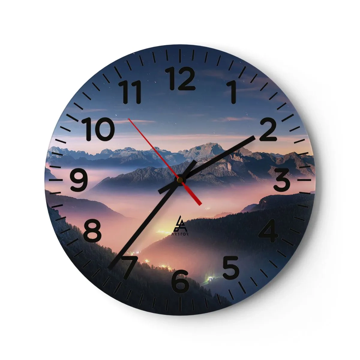 Orologio da parete - Orologio in Vetro - La luce nelle valli - 40x40 cm