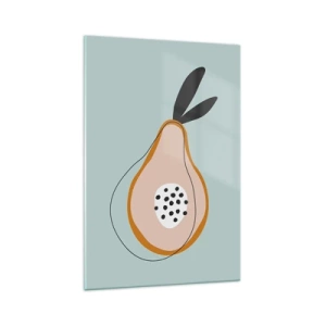 Quadro su vetro - Pera astratta su sfondo chiaro - 70x100cm - Penetrare la natura delle cose - Decorazione murale moderna per soggiorno e camera da letto ARTTOR