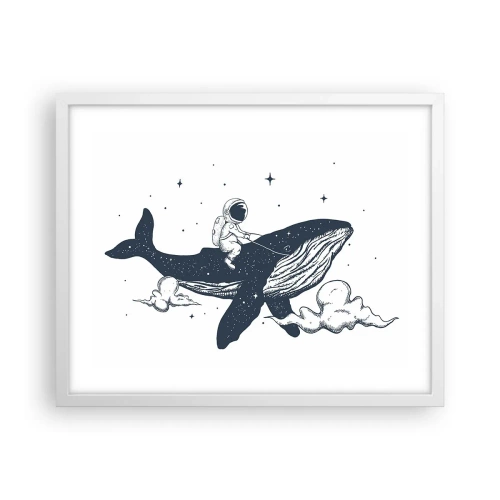 Poster in cornice bianca - Avventura nello spazio - 50x40 cm
