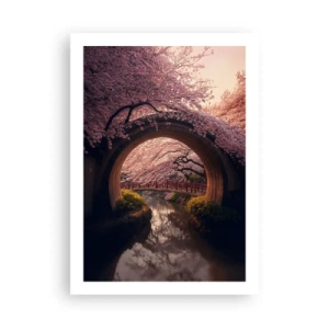 Poster - Un ponte romantico tra i fiori di ciliegio - 50x70cm - Primavera giapponese - Decorazione murale moderna per soggiorno e camera da letto ARTTOR