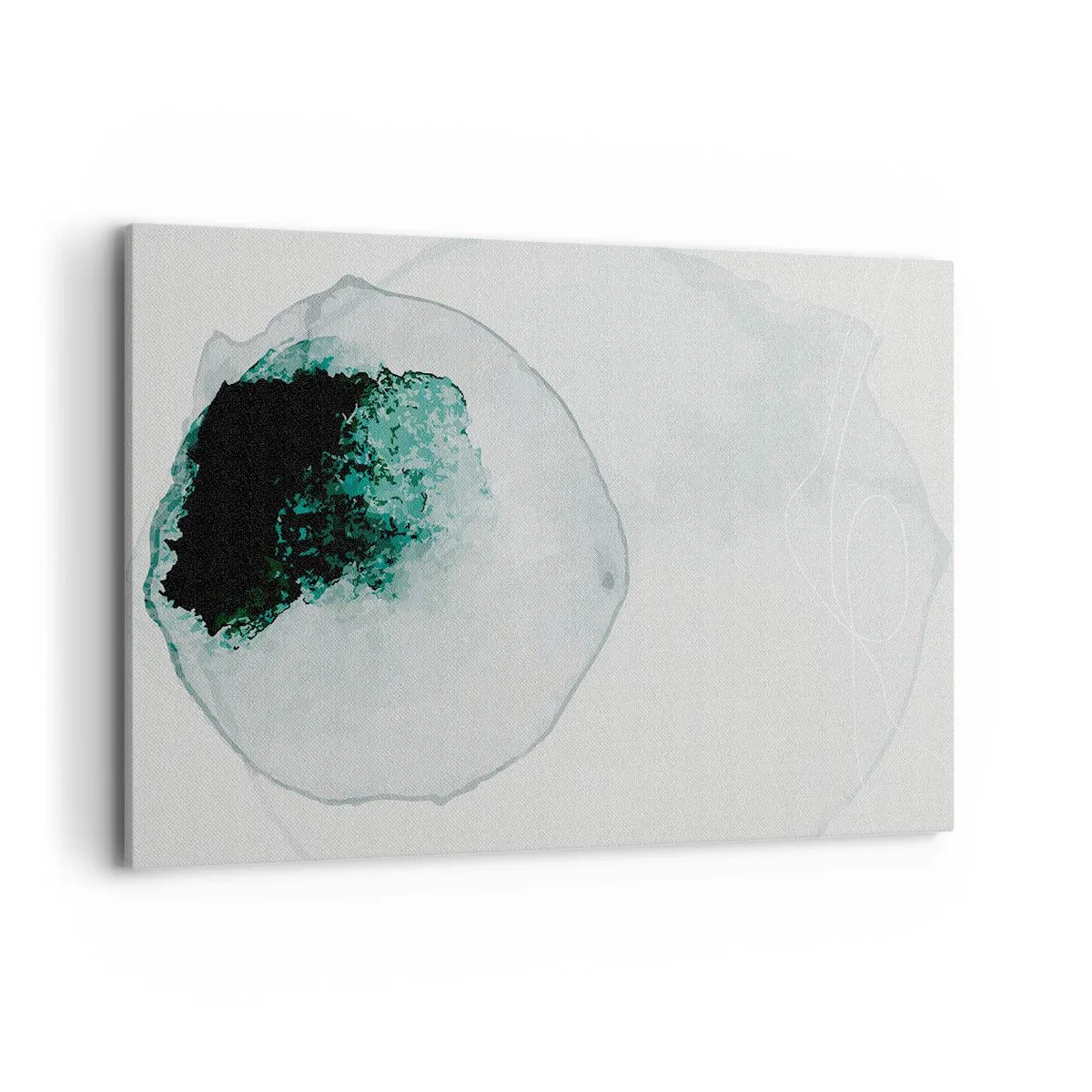 Quadro su tela - Stampe su Tela - Goccia d'acqua astratta con sfumature di verde e nero - 100x70cm - In una goccia d'acqua - Decorazione murale moderna per soggiorno e camera da letto ARTTOR