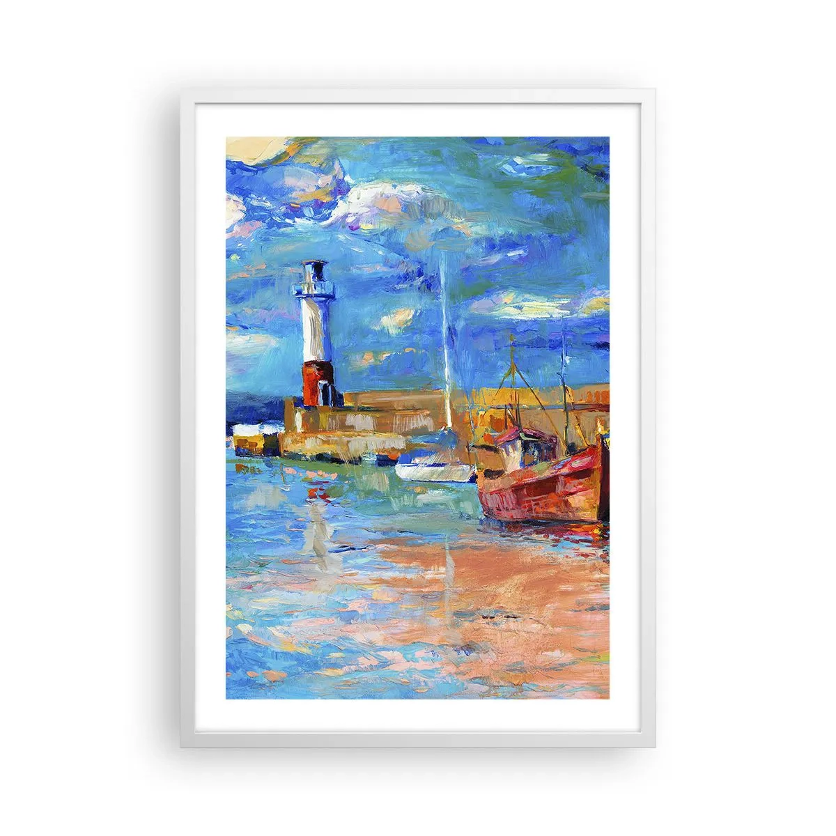 Poster in cornice bianca - Pomeriggio nell'insenatura multicolore - 50x70 cm