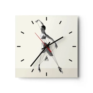 Orologio da parete - Orologio in Vetro - Ballerina in un'interpretazione geometrica con linee - 30x30cm - Nel teatro del mondo - Decorazione murale moderna per soggiorno e camera da letto ARTTOR
