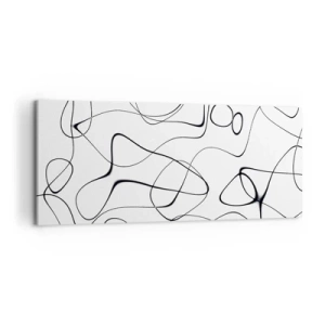 Quadro su tela - Stampe su Tela - Linee nere astratte su sfondo bianco in stile minimalista - 120x50cm - Strade della vita, eventi del destino - Decorazione murale moderna per soggiorno e camera da letto ARTTOR