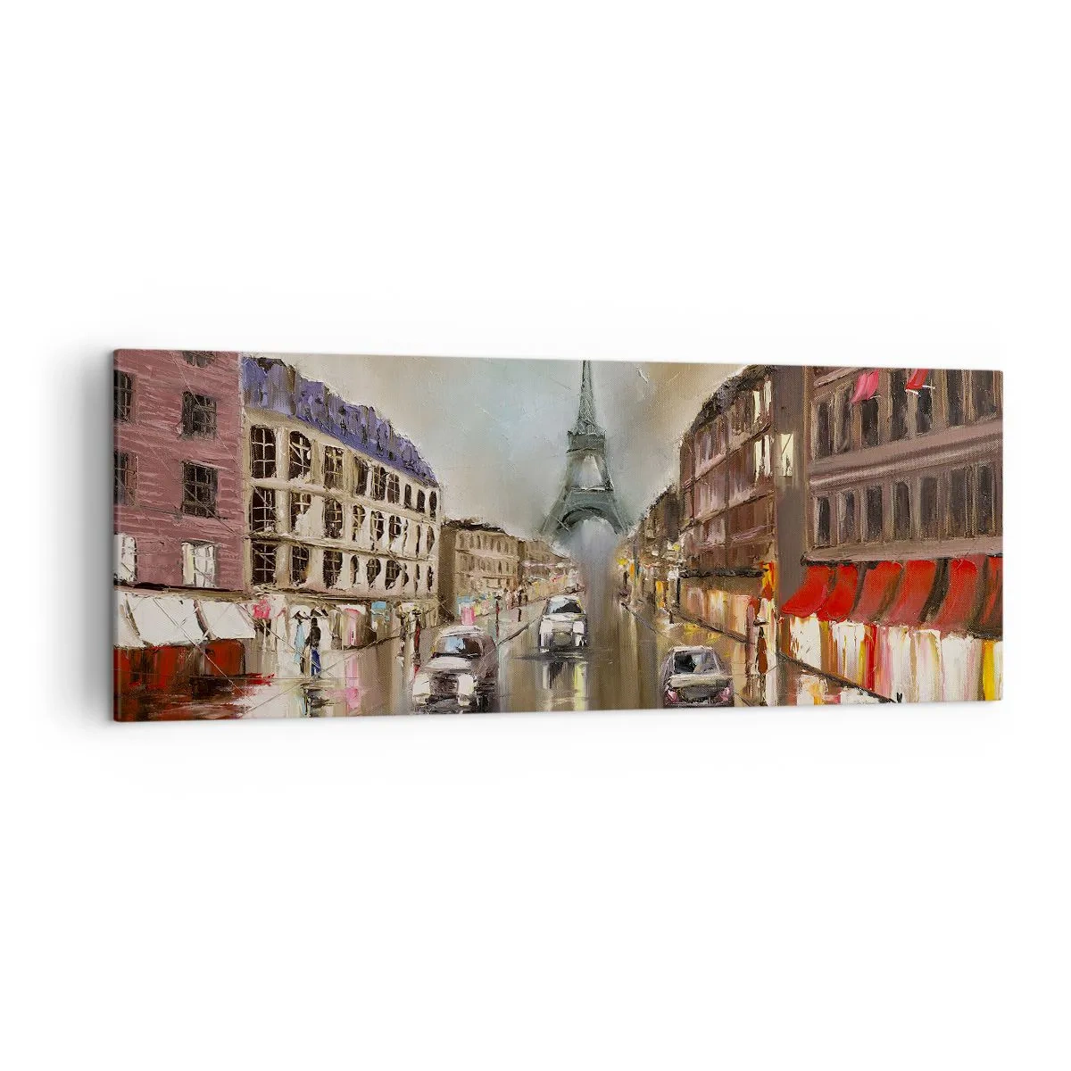Quadro su tela - Stampe su Tela - Paesaggio urbano serale di Parigi con vista sulla Torre Eiffel - 140x50cm - Conta solo lei - Decorazione murale moderna per soggiorno e camera da letto ARTTOR