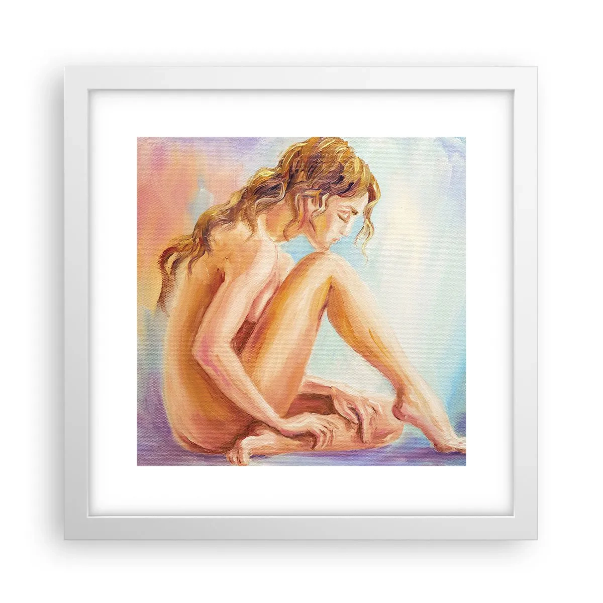 Poster in cornice bianca - Nudo di giovane - 30x30 cm