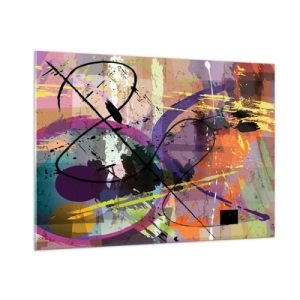 Quadro su vetro - Forme e linee astratte colorate in una composizione dinamica - 100x70cm - Per la via diritta o tortuosa - Decorazione murale moderna per soggiorno e camera da letto ARTTOR
