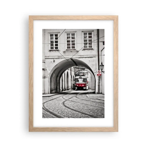 Poster in cornice rovere chiaro - Attraverso il labirinto cittadino - 30x40 cm