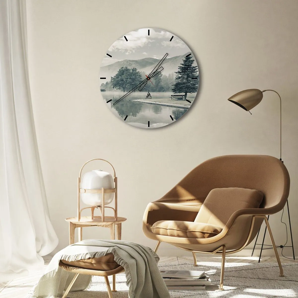 Orologio da parete - Orologio in Vetro - Il lago dorme ancora - 30x30 cm