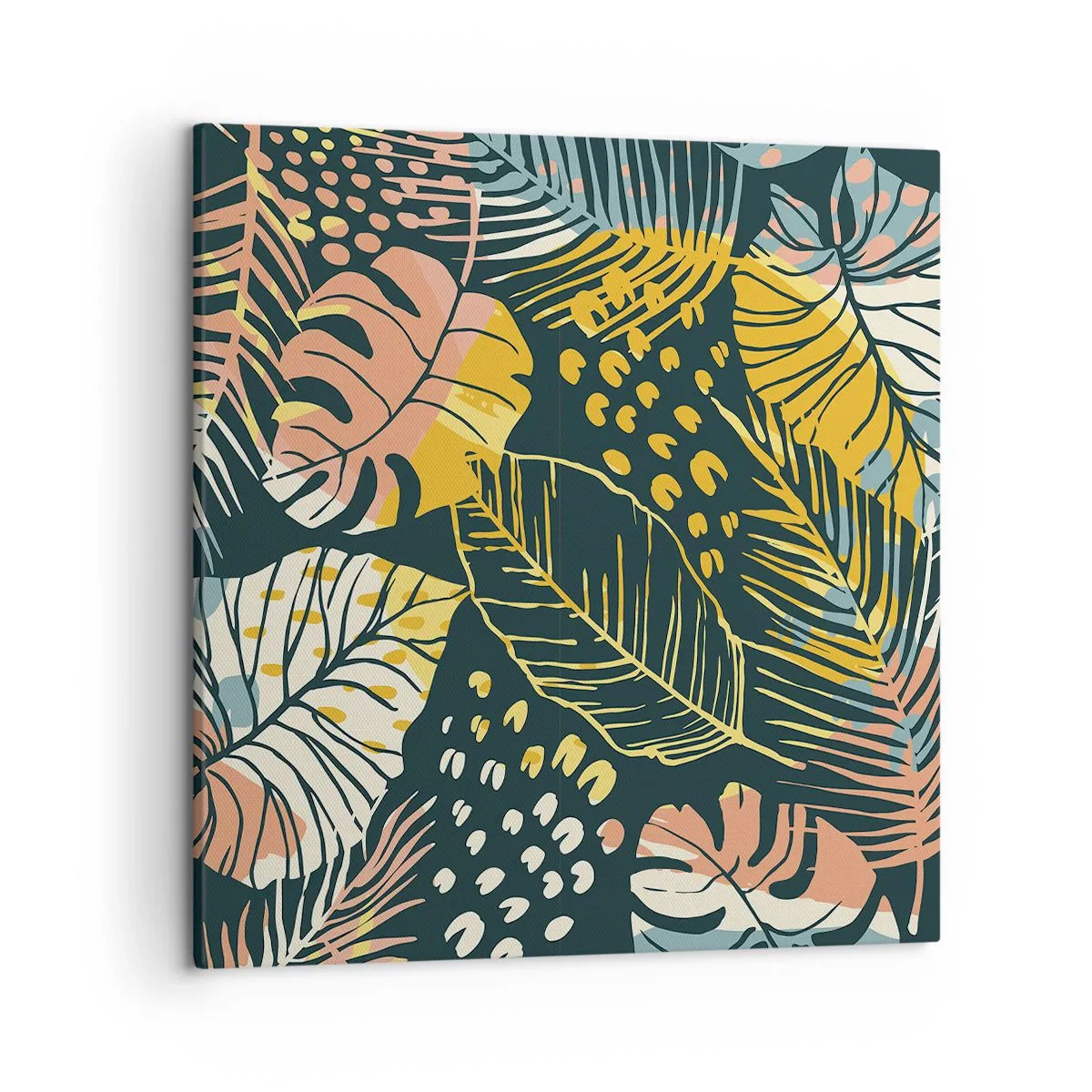 Quadro su tela - Stampe su Tela - Fantasia di foglie - 50x50 cm