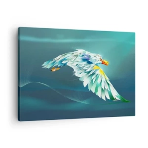 Quadro su tela - Stampe su Tela - Aquila astratta in volo contro un cielo turchese - 70x50cm - Potenza del volo dell'aquila - Decorazione murale moderna per soggiorno e camera da letto ARTTOR