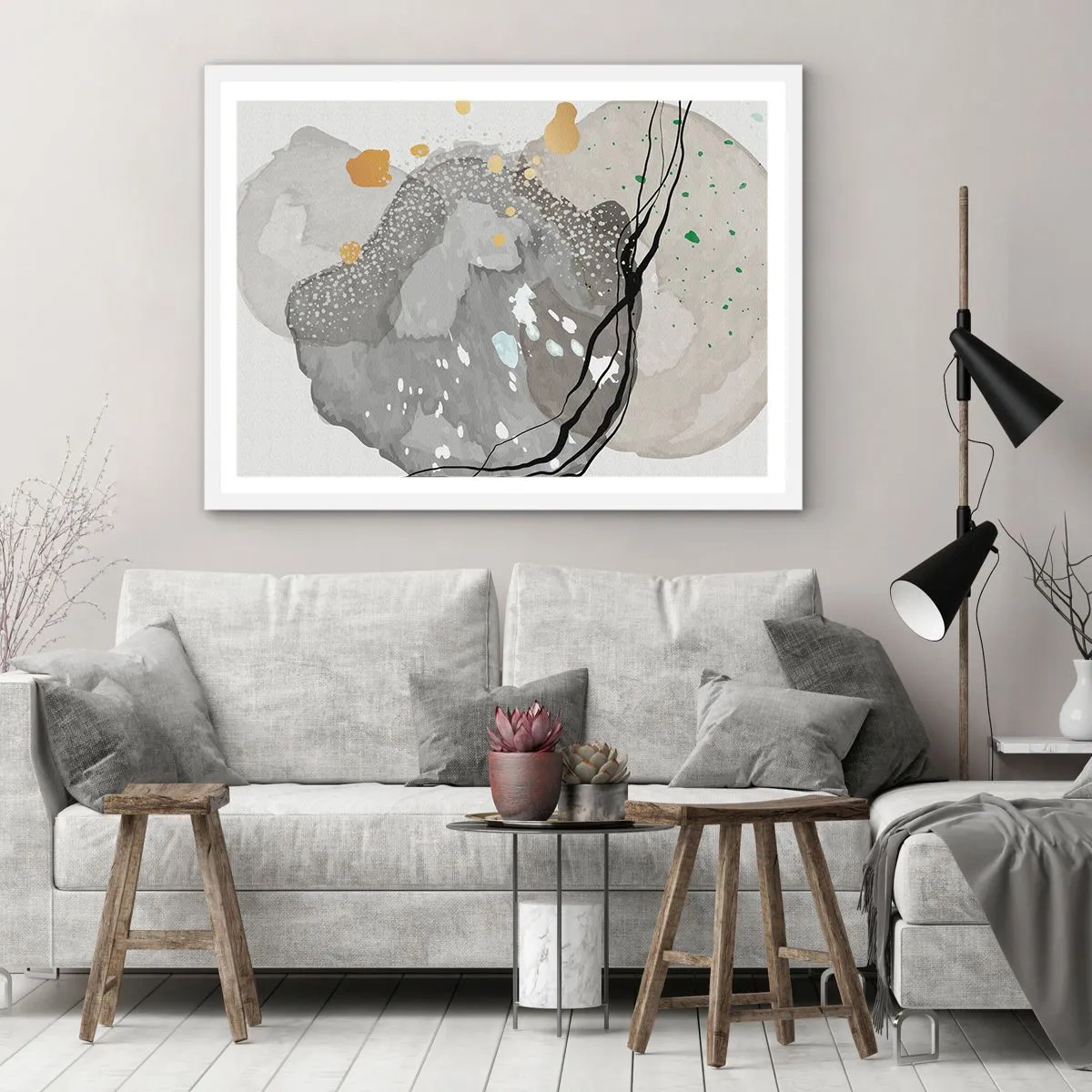 Poster in cornice bianca - Composizione organica - 40x30 cm