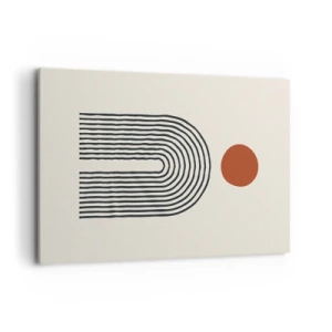 Quadro su tela - Stampe su Tela - Moderno motivo astratto con linee e un cerchio rosso - 120x80cm - Magnetismo di forme e colori - Decorazione murale moderna per soggiorno e camera da letto ARTTOR