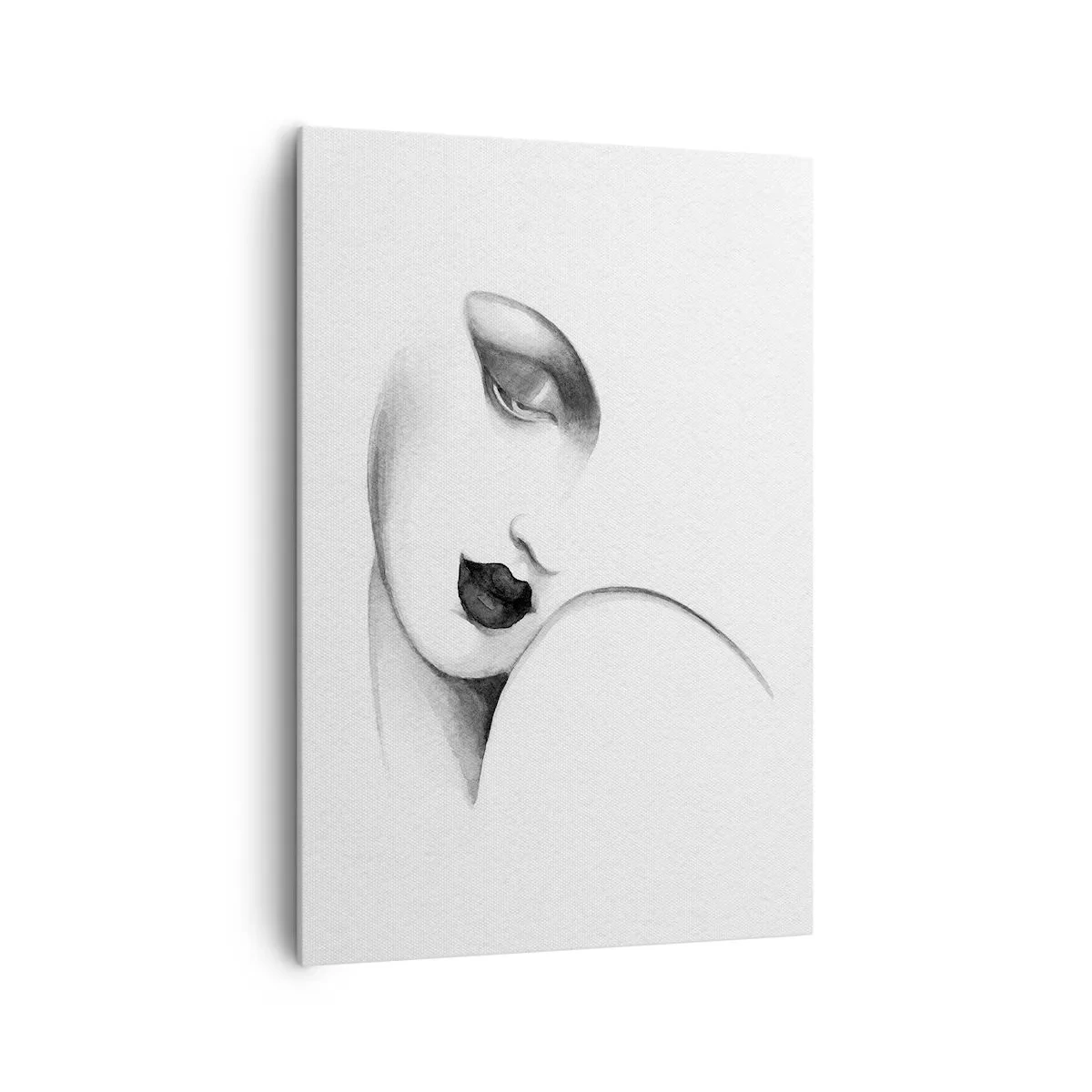 Quadro su tela - Stampe su Tela - Un sottile ritratto di una donna in stile monocromatico - 70x100cm - Nello stile di Lempicka - Decorazione murale moderna per soggiorno e camera da letto ARTTOR