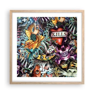 Poster in cornice rovere chiaro - Il sogno del tatuatore - 50x50 cm