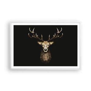 Poster in cornice bianca - Cervo cubista - 91x61 cm