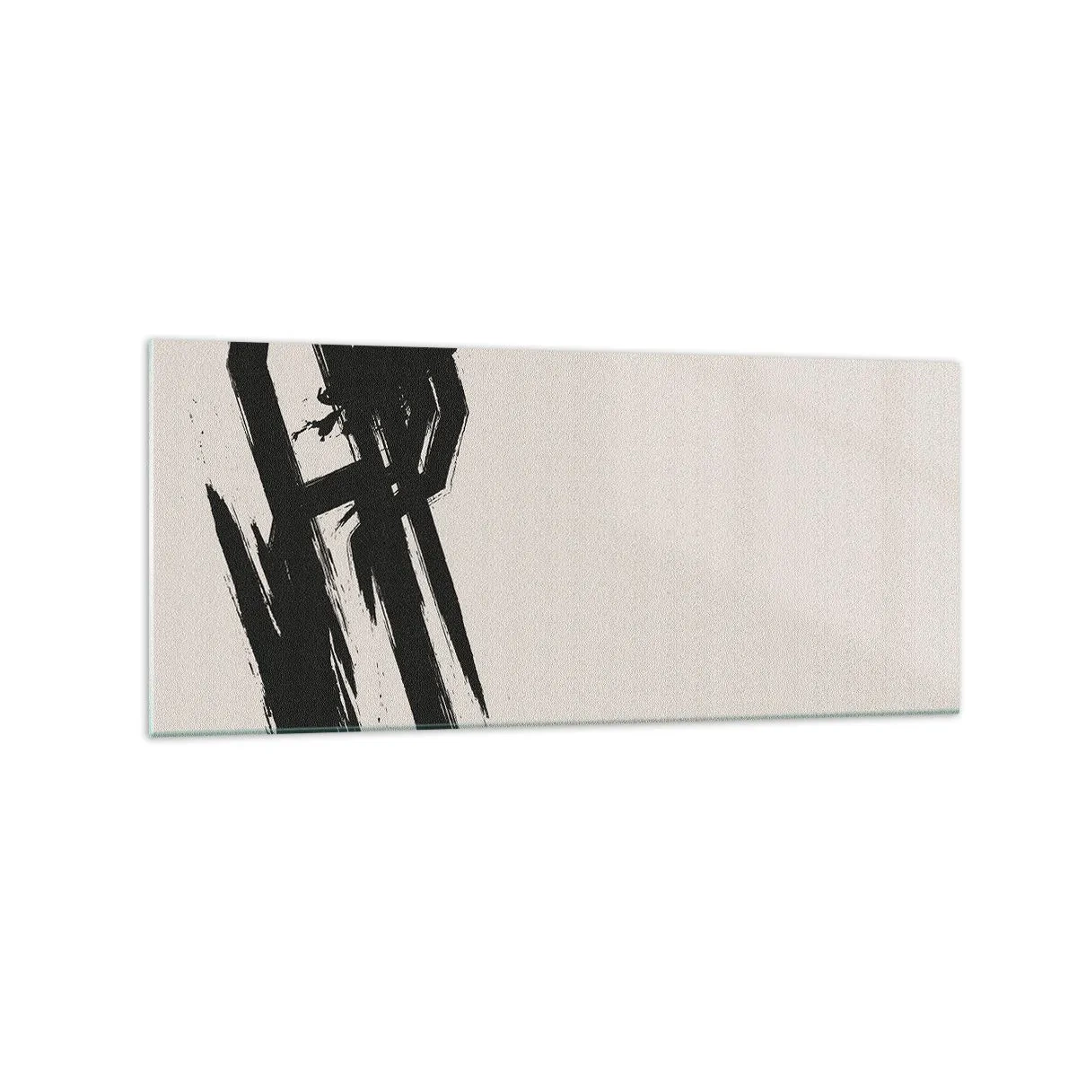 Quadro su vetro - Pennellate dinamiche in nero su sfondo chiaro - 120x50cm - Corsa sfrenata - Decorazione murale moderna per soggiorno e camera da letto ARTTOR