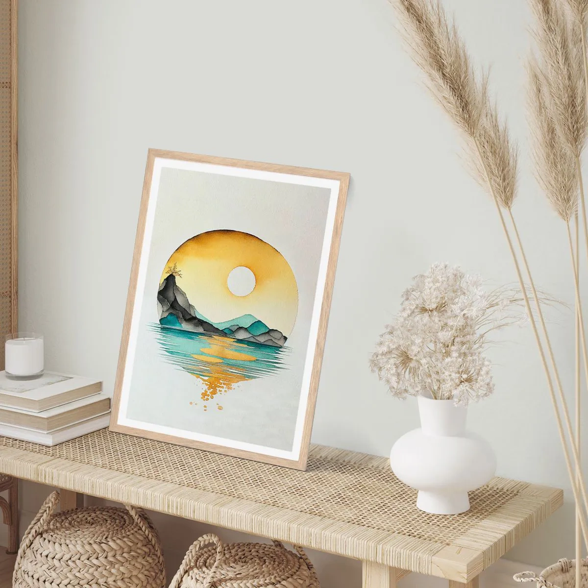 Poster in cornice rovere chiaro - Nel cerchio della bellezza - 50x70 cm