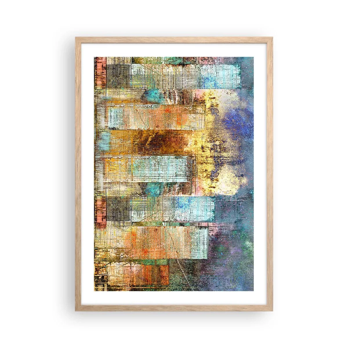 Poster in cornice rovere chiaro - Metropoli nel sole - 50x70 cm