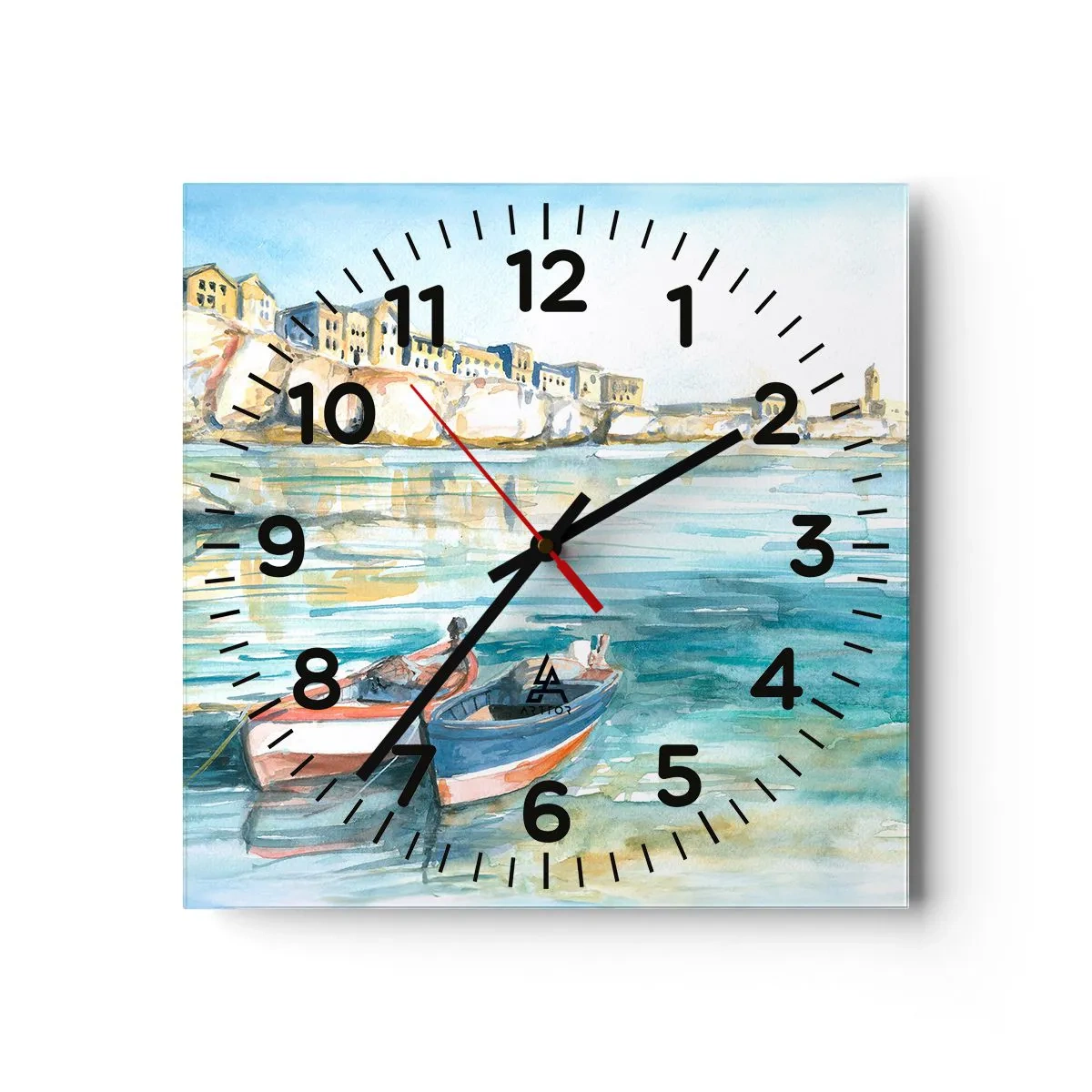 Orologio da parete - Orologio in Vetro - Paesaggio in azzurro - 40x40 cm