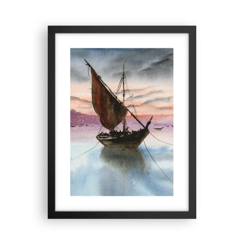 Poster in cornice nera - La sera nel porto - 30x40 cm
