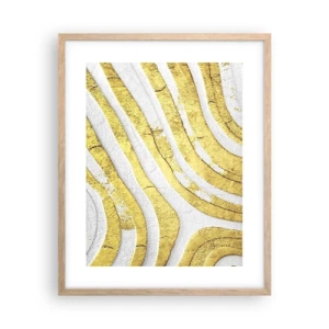 Poster in cornice rovere chiaro - Composizione in bianco e oro - 40x50 cm