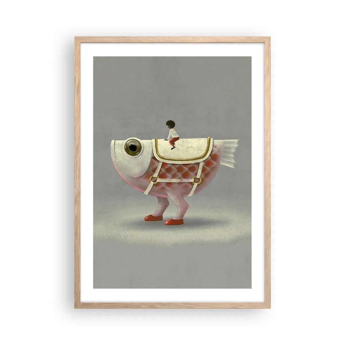 Poster in cornice rovere chiaro - Il cavaliere del pesce - 50x70 cm