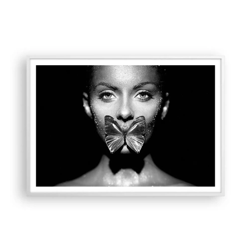 Poster in cornice bianca - Il bacio delle farfalle - 100x70 cm